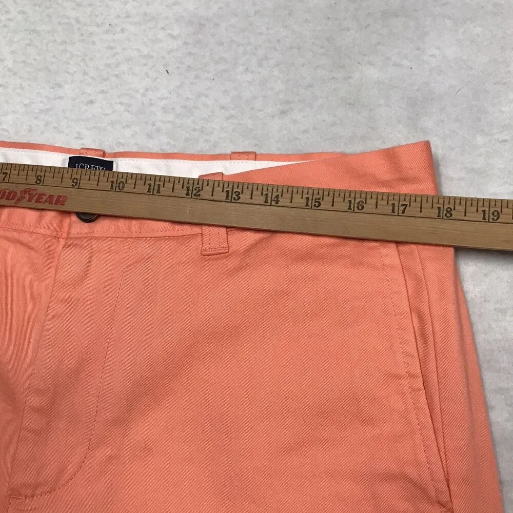 J CREW Flex Chino Shorts Men 34 Salmon Pink Flat Front Stretch Preppy Golf